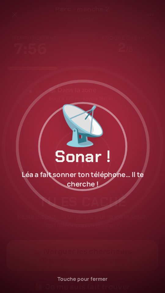 Sonar reçu par un caché