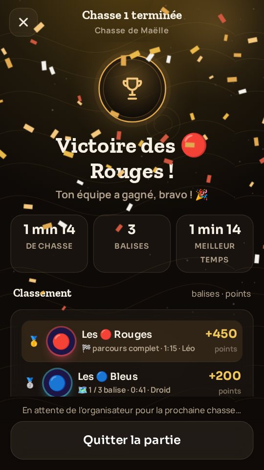 Victoire d'une équipe